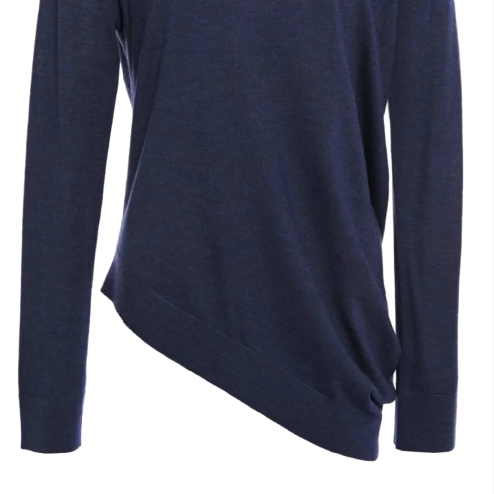 Theory Asymmetrical Wool Blend Sweater  Navy Blue P - Picture 2 of 6